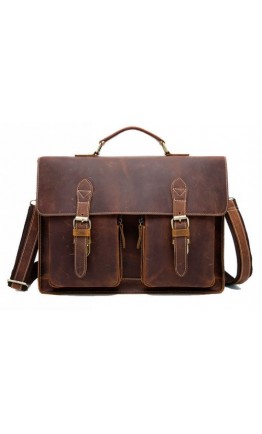 Кожаный мужской удобный портфель, коричневый M9033
