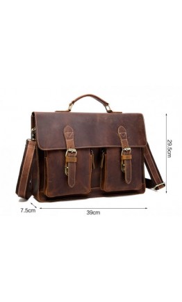Кожаный мужской удобный портфель, коричневый M9033