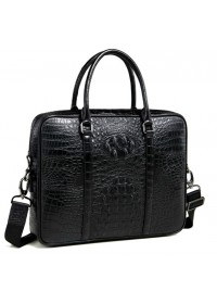 Кожаный черный мужской портфель с тиснением M9836D