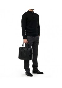 Кожаный черный мужской портфель с тиснением M9836D