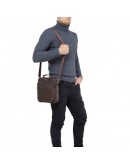 Фотография Кожаная мужская повседневная коричневая сумка NM24-103C