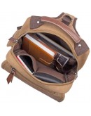 Фотография Тканевый кожаный мужской коричневый рюкзак OEM-9031C