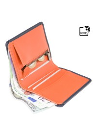 Синий кожаный кошелек Visconti PLR70 Piana c RFID (Steel Blue-Orange)