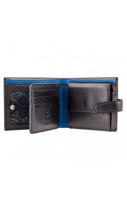 Черный удобный кошелек Visconti PM102 Leonardo c RFID (Black Blue)