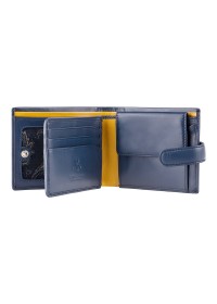 Синий кожаный кошелек Visconti PM102 Leonardo c RFID (Blue Mustard)