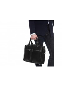 Черная деловая мужская кожаная удобная сумка Royal RB001A