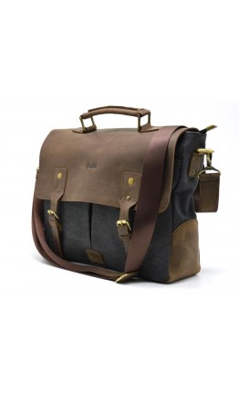 Портфель - сумка тканевая с кожаными вставками Tarwa RC-3960-B