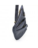 Фотография Мужская синяя кожаная сумка на плечо - слинг Tarwa RK-6402-3md