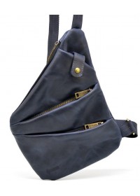 Мужская синяя кожаная сумка на плечо - слинг Tarwa RK-6402-3md