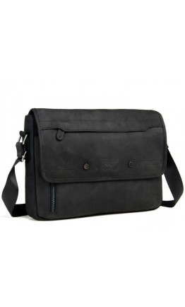 Мужская кожаная сумка серо-черного цвета формата А4 RR-8285A