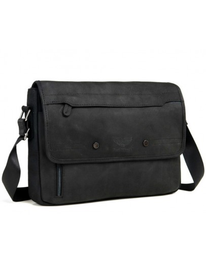 Фотография Мужская кожаная сумка серо-черного цвета формата А4 RR-8285A