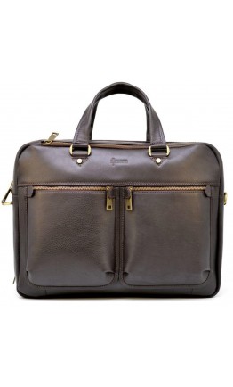 Мужская вместительная коричневая кожаная деловая сумка Tarwa TC-4664-4lx