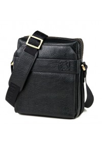 Кожаная черная стильная мужская сумка на плечо Tifenis TF69856-5A
