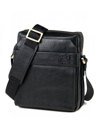 Фотография Кожаная черная стильная мужская сумка на плечо Tifenis TF69856-5A