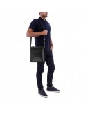 Фотография Черная мужская сумка на плечо, кожаная Tifenis Tf69978-2A