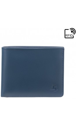 Синий кожаный кошелек Visconti VSL33 TAP-N-GO c RFID (Steel Blue-Black)