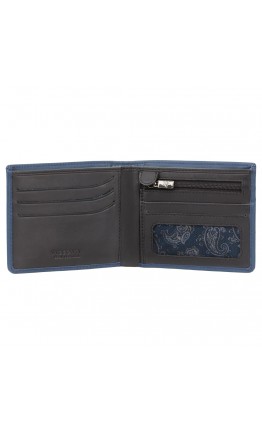 Синий кожаный кошелек Visconti VSL33 TAP-N-GO c RFID (Steel Blue-Black)