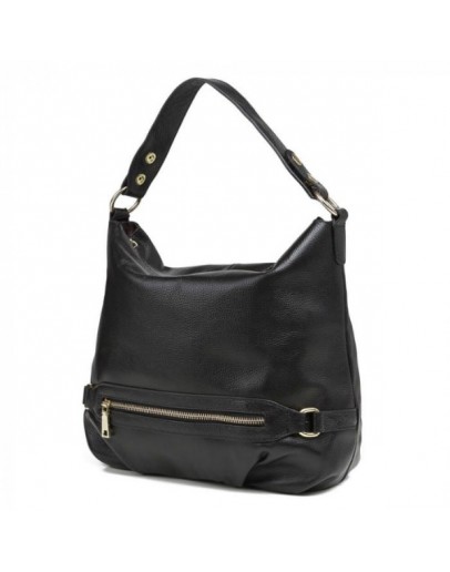 Фотография Женская кожаная черная сумка на плечо W108-9803A