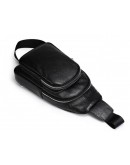 Фотография Рюкзак черный кожаный на одну шлейку A25-6602A