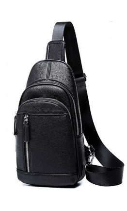 Черный мужской кожаный слинг Tiding Bag A25F-5427A