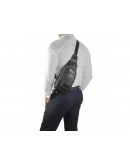 Фотография Слинг черный кожаный мужской Tiding Bag A25F-5605A