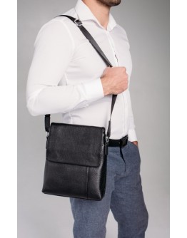 Черная кожаная сумка на плечо A25F-8878A
