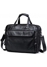 Черная мужская удобная кожаная сумка A25F-9001А