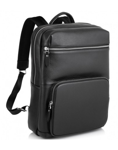 Фотография Черный кожаный рюкзак Tiding Bag B3-185A