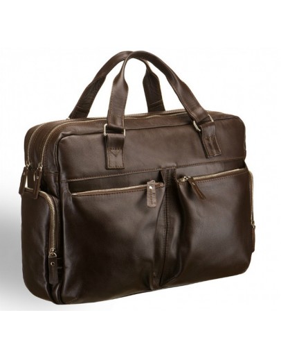 Фотография Вместительная коричневая кожаная мужская сумка Blamont Bn002C
