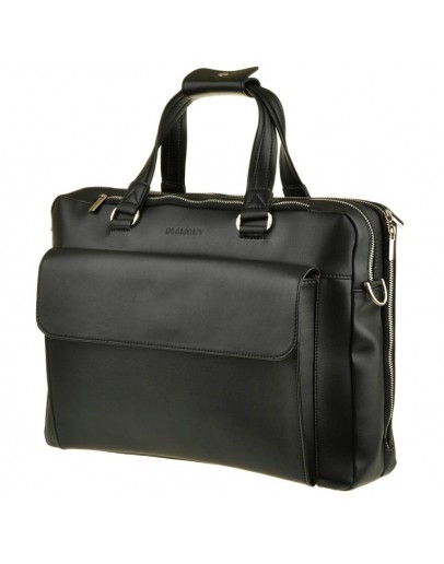 Фотография Чёрный кожаный мужской портфель сумка Blamont Bn029A