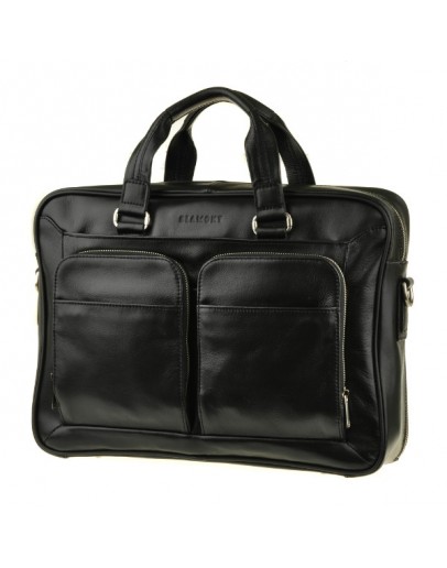 Фотография Стильный кожаный мужской портфель чёрный Blamont Bn035A
