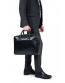 Фотография Кожаная мужская чёрная сумка на два отделения Blamont Bn107 ai