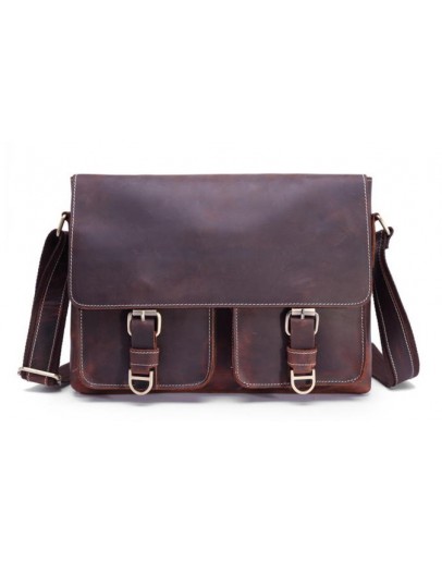 Фотография Мужская кожаная качественная сумка, коричневая bx1058