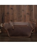 Фотография Коричневая кожаная винтажная сумка на пояс - бананка bx2070