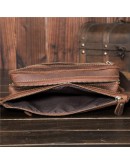 Фотография Коричневая кожаная винтажная сумка на пояс - бананка bx2070