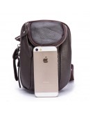 Фотография Мужская коричневая небольшая сумка на пояс и на плечо bx6086