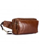 Фотография Мужская рыже-коричневая кожаная сумка на пояс bx6210