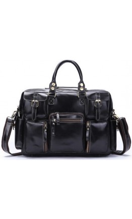 Черная кожаная мужская сумка - портфель bx7028A