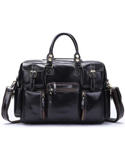 Фотография Черная кожаная мужская сумка - портфель bx7028A