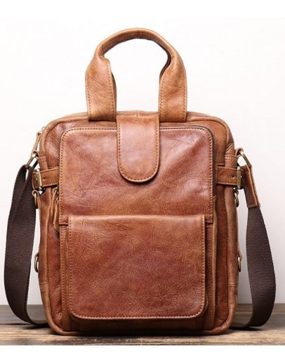 Фотография Кожаная коричневая винтажная деловая сумка Vintage BX8178C