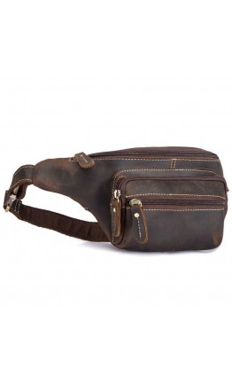 Винтажная коричневая мужская сумка на пояс bx9415