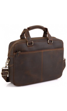 Сумка деловая кожаная винтажная коричневая Tiding Bag D4-005R