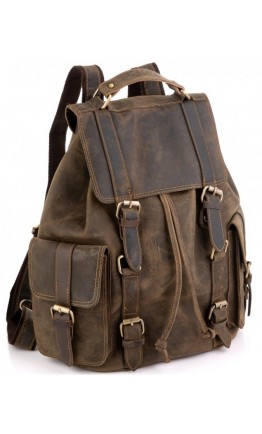 Винтажный кожаный коричневый рюкзак Tiding Bag D4-011R