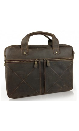 Сумка кожаная для ноутбука коричневая винтажная Tiding Bag D4-012R