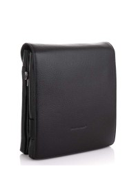 Кожаная мужская черная сумка на плечо - планшетка DOR FLINGER DF070ABLACK