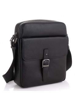 Кожаная мужская черная сумка на плечо DOR FLINGER DF2019932ABLACK