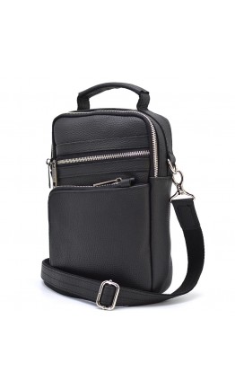Удобная черная кожаная мужская сумка на плечо и в руку Tarwa FA-0120-4lx