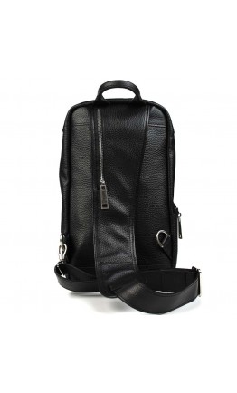 Черный мужской рюкзак-слинг из натуральной зернистой кожи TARWA FA-0910-4lx