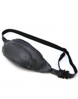 Кожаная черная сумка мужская на пояс Tarwa FA-30351-3md