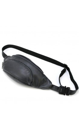 Кожаная черная сумка мужская на пояс Tarwa FA-30351-3md